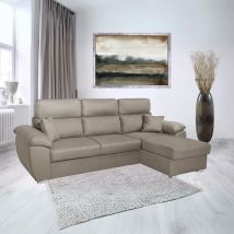 Iperbriko - Canapé gris 265x166 cm avec méridienne