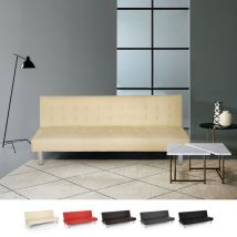Modus Sofà - Canapé convertible 2 places clic-clac en similicuir inclinable design moderne Elly - Beige
