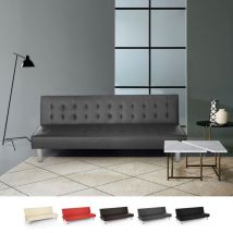 Modus Sofà - Canapé convertible 2 places clic-clac en similicuir inclinable design moderne Elly - Gris