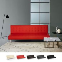 Modus Sofà - Canapé convertible 2 places clic-clac en similicuir inclinable design moderne Elly - Rouge