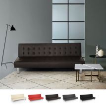 Modus Sofà - Canapé convertible 2 places clic-clac en similicuir inclinable design moderne Elly - Marron