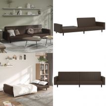 Vidaxl - Canapé-lit 2 places marron similicuir - Canapé Lit - Canapé Convertible - Meuble Salon - Sofa Bed - Literie - Home & Living