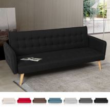 Modus Sofà - Canapé convertible 3 places clic clac en tissu inclinable design nordique Malibu - Noir