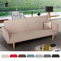 Modus Sofà - Canapé convertible 3 places clic clac inclinable en tissu design nordique Perla - Beige