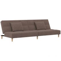 Devenirriche - vidaXL Canapé-lit à 2 places avec deux oreillers taupe tissu