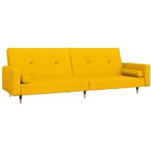 vidaXL Canapé-lit à 2 places avec deux oreillers Jaune Velours
