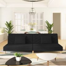 Canapé-lit à 2 places, Canapé convertible, Banquette Sofa de Salon, avec deux oreillers noir tissu KEF843401 design in