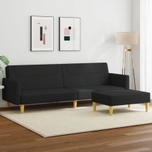 Canapé-lit à 2 places, Canapé convertible, Banquette Sofa de Salon avec repose-pied noir tissu WFE256430 Maison Chic