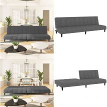 Canapé-lit à 2 places gris foncé velours - Canapé Lit - Canapé Convertible - Meuble Salon - Canapé 2 Places - Fauteuil Convertible - Home & Living