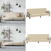 Vidaxl - Canapé-lit avec accoudoirs crème tissu - Canapé Convertible - Canapé Lit - Canapé Design - Canapé Moderne - Canapé Couleur Crème - Home &