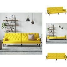Vidaxl - Canapé-lit avec accoudoirs jaune clair tissu - Canapé Convertible - Canapé Lit - Canapé Design - Canapé Moderne - Canapé Couleur Jaune