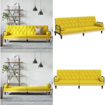 Vidaxl - Canapé-lit avec accoudoirs jaune clair tissu - Canapé Convertible - Canapé Lit - Canapé Design - Canapé Moderne - Canapé Couleur Jaune