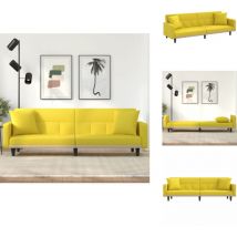 Vidaxl - Canapé-lit avec coussins jaune clair tissu - Canapé Convertible - Canapé Lit - Canapé Design - Canapé Moderne - Canapé Couleur Jaune
