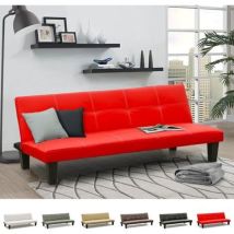 Modus Sofà – Canapé 3 Places Clic-clac Convertible Similicuir – Dimensions 175 X 80 X 69 Cm – Mécanisme Clic-clac Pratique – Couleur Rouge
