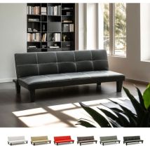 Modus Sofà – Canapé Convertible 3 Places Clic-clac En Similicuir Noir – Dimensions 175 X 80 X 69 Cm – Mécanisme Clic-clac Pratique – Design Moderne