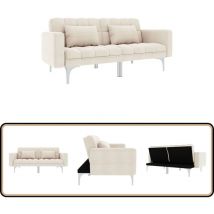 Canapé-lit crème tissu - Canapé Convertible - Canapé Lit - Canapé Modulable - Sofa Convertible - Sofa Bed
