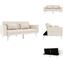 Canapé-lit crème tissu - Canapé Convertible - Canapé Lit - Canapé Modulable - Sofa Convertible - Sofa Bed