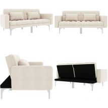 Canapé-lit crème tissu - Canapé Convertible - Canapé Lit - Canapé Modulable - Sofa Convertible - Sofa Bed - Home & Living