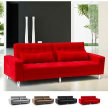 Modus Sofà - Canapé convertible 2-3 places clic-clac inclinable avec coussins Quarzo - Rouge