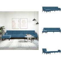 Canapé-lit en forme de L bleu 260x140x70 cm velours - Canapé Convertible - Canapé Lit - Canapé Angle - Canapé Design - Meuble Salon