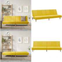 Canapé-lit jaune clair tissu - Canapé Convertible - Canapé Lit - Canapé Design - Canapé Moderne - Canapé Couleur Jaune - Home & Living