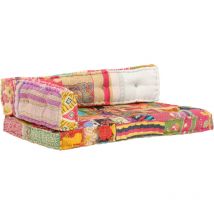 Coussin de canapé palette Multicolore Tissu Patchwork vidaXL