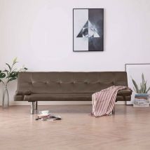Canapé Lit ou Sofa Lit SimiliCuir Marron. Avec 2 Coussins. Canapé Convertible - Marron