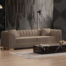Iperbriko - Canapé marron 230x80x95 cm pieds dorés