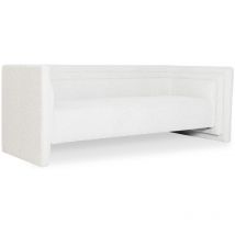 Cotecosy - Canapé moderne 3 places style cubique Fredonia Tissu bouclette Crème