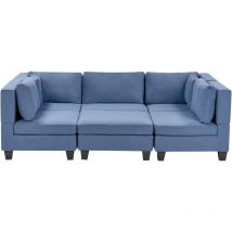 Canapé Modulable 5 Places Moderne avec Ottoman et Coussins de Dossier Rembourrés en Tissu Bleu Unstad