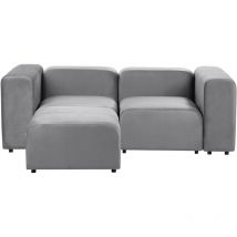 Beliani - Canapé Modulable Moderne 2 Places en Velours avec Ottoman Rembourré Salon Gris Falsterbo