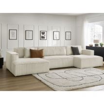 BOBOCHIC - Canapé panoramique convertible coffre NINA velours côtelé Beige
