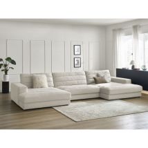 Bobochic - Canapé Panoramique Fixe Sierra Velours Beige