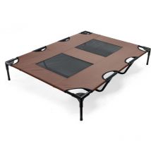Lit de camp pour chien Outdoor Lit surélevé Chat xl 122x93x20cm Marron Tissu Oxford jusqu'à 30kg