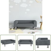 The Living Store Canapé pour enfants gris foncé 70x45x26,5 cm velours - Canapé Enfant - Canapé Bébé - Mobilier Enfant - Meubles Pour Enfants