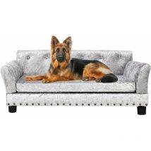 Bingo Paw - Canapé pour Gros Chien de Luxe en Velours Lit Surélevé pour Chien Grande Taille Déhoussable Fauteuil Chien - 95x70x40cm