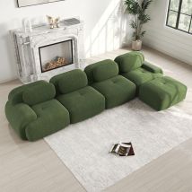 Canapé Quatre Places, Rembourrage En Mousse Haute Résilience 32d, Accoudoirs Extra-larges, Configuration Modulaire- Vert