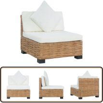 Canapé sans accoudoirs avec coussins Rotin naturel - Canapé Jardin - Canapé Extérieur - Mobilier De Jardin - Rotin Naturel - Chaise Longue