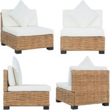 Canapé sans accoudoirs avec coussins Rotin naturel - Canapé Jardin - Canapé Extérieur - Mobilier De Jardin - Rotin Naturel - Chaise Longue - Home &