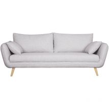Miliboo - Canapé scandinave 3 places en tissu gris clair chiné et bois clair creep