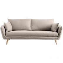 Miliboo - Canapé scandinave 3 places en tissu beige et bois clair creep