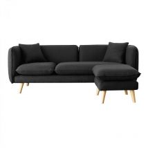 Concept-usine - Isko : Canapé scandinave 3 places gris anthracite + pouf