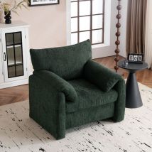 Fauteuil Tissu en Chenille surdimensionné,Chaise de loisirs Simple décontracté pour salon,Design Moderne,Vert