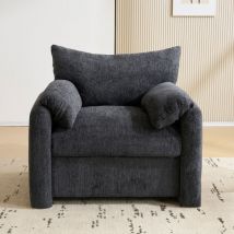 Yoleo - Fauteuil Tissu en Chenille surdimensionné,Chaise de loisirs Simple décontracté pour salon,Design Moderne,Gris