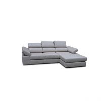 Canapé tissu Mumbai angle réversible gris foncé, accoud. coffre