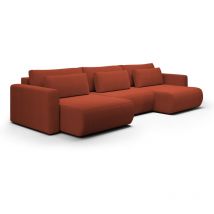 Canapé U 4 places convertible coffre Evy Orange Brique
