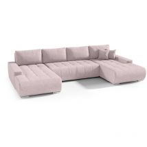 Petits-meubles - Canapé u 5 places convertible coffre Jonas Rose