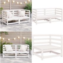 Canapés d'angle de jardin 2 pcs blanc bois de pin massif - Canape D'angle - Mobilier De Jardin - Meubles De Jardin - Canapé En Bois - Canapé