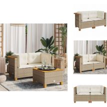 Canapés d'angle de jardin et coussins 2pcs beige résine tressée - Canapé De Jardin - Canapés De Jardin - Canapé D'angle De Jardin - Canapé D'angle