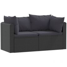 Inlife Canapés de jardin 2 pcs avec coussins Résine tressée Noir